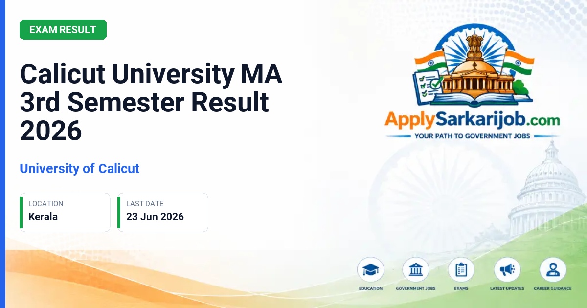 University of Calicut - Calicut University MA 3rd Semester Result 2026 Official Notification Poster & Schedule