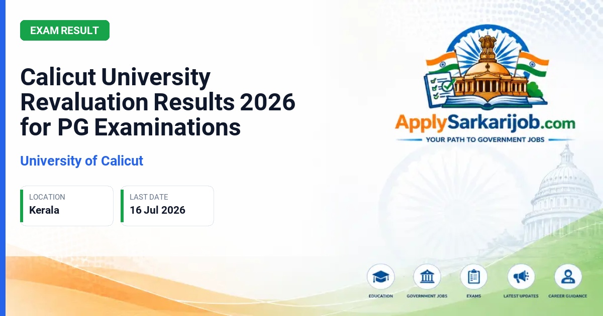 University of Calicut - Calicut University Revaluation Results 2026 for PG Examinations Official Notification Poster & Schedule