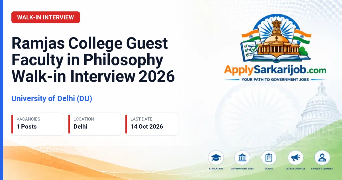 University of Delhi (DU) - Guest Faculty in Philosophy Official Notification Poster & Schedule