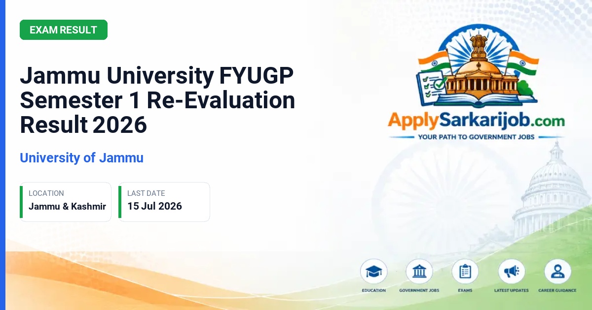 University of Jammu - Jammu University FYUGP Semester 1 Re-Evaluation Result 2026 Official Notification Poster & Schedule
