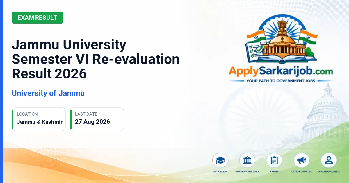 University of Jammu - Jammu University Semester VI Re-evaluation Result 2026 Official Notification Poster & Schedule