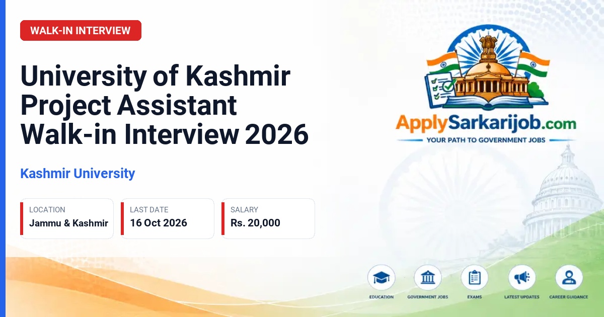 Kashmir University - Project Assistant Official Notification Poster & Schedule