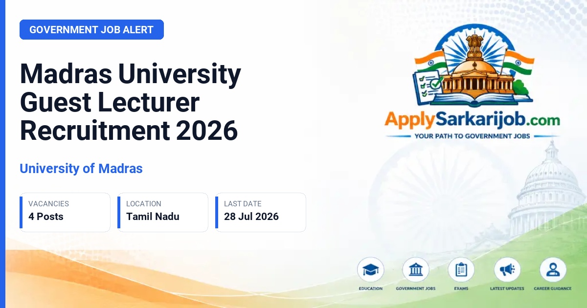 University of Madras - Guest Lecturer (Full Time) Official Notification Poster & Schedule