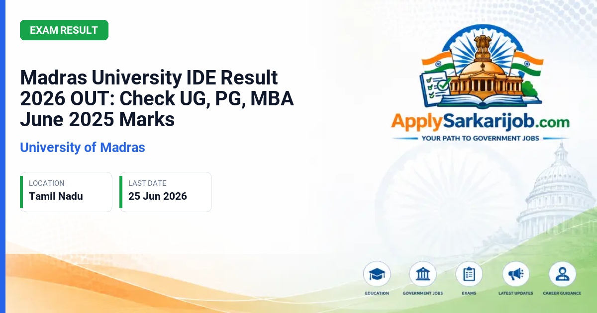 University of Madras - UG, PG, MBA, Diploma, and Certificate Results Official Notification Poster & Schedule