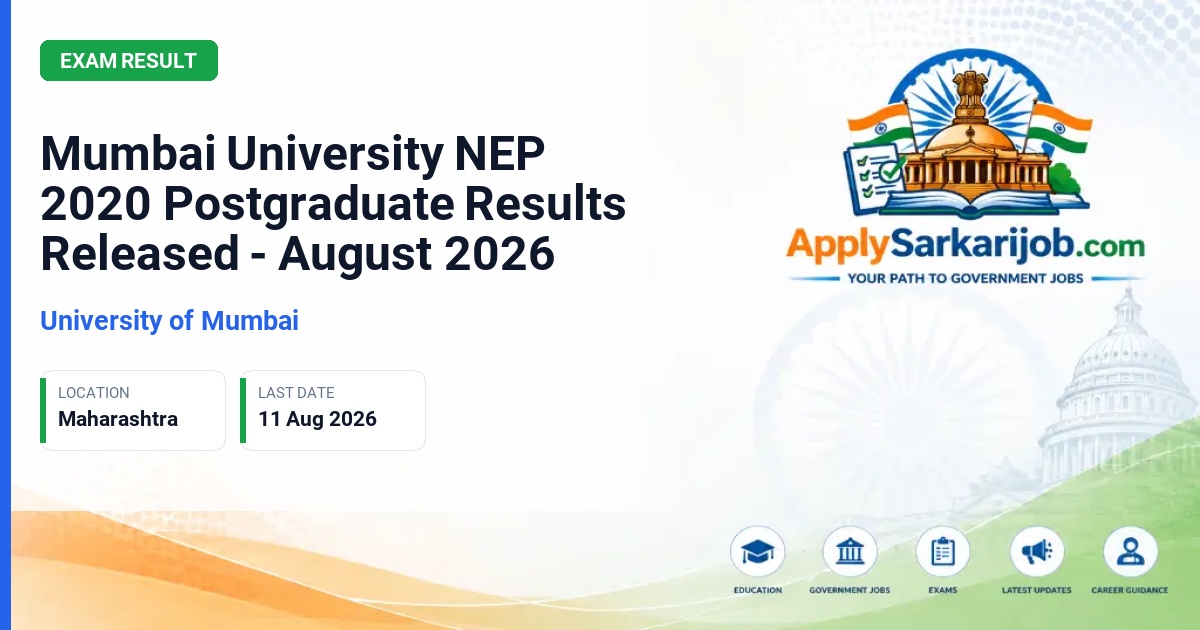 University of Mumbai - Mumbai University NEP 2020 Postgraduate Results Released - August 2026 Official Notification Poster & Schedule