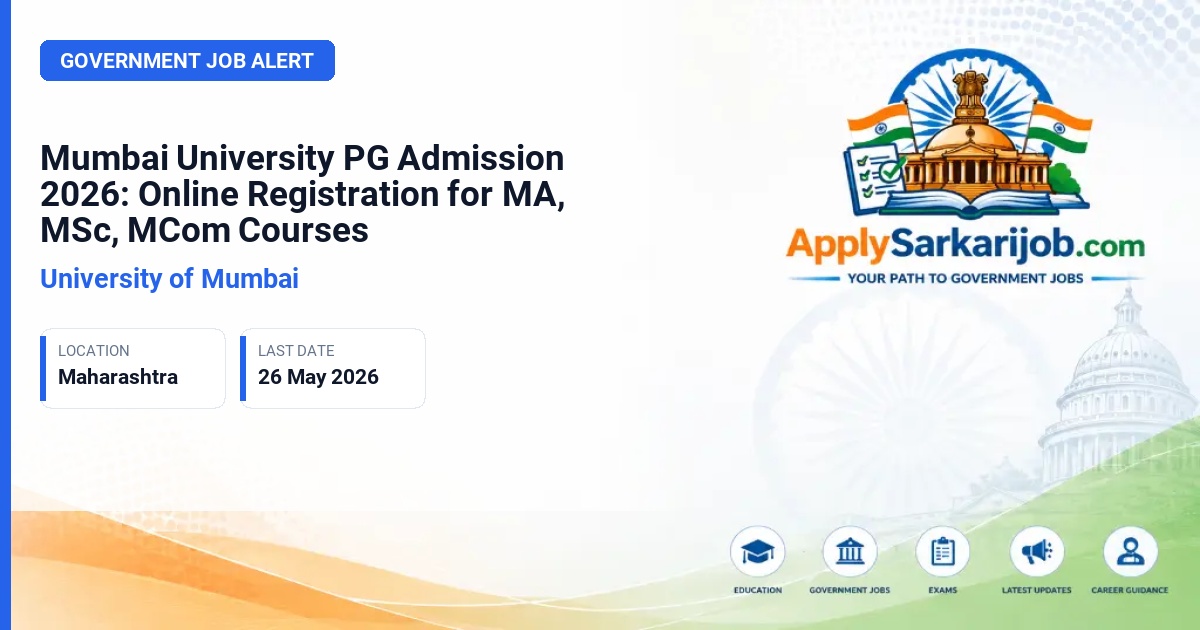 University of Mumbai - PG Admission (MA, MSc, MCom, PG Diploma) Official Notification Poster & Schedule