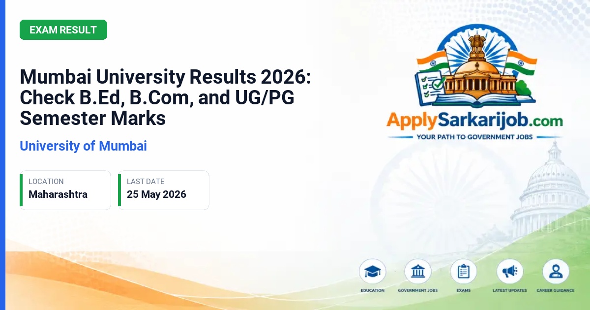 University of Mumbai - Mumbai University Results 2026: Check B.Ed, B.Com, and UG/PG Semester Marks Official Notification Poster & Schedule