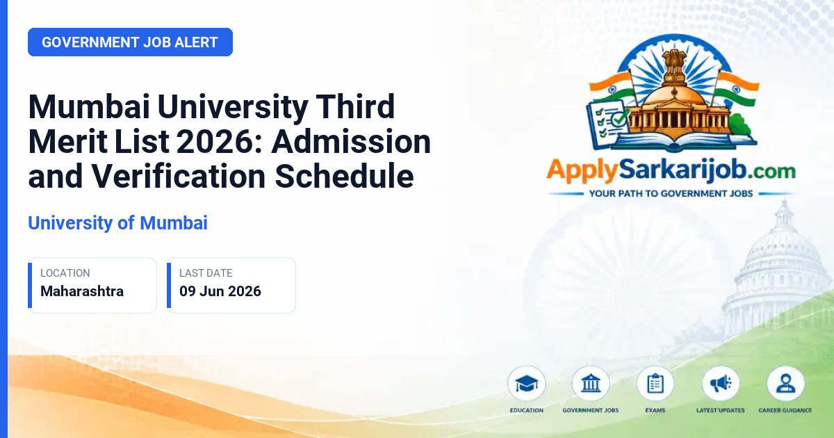 University of Mumbai - Mumbai University Third Merit List 2026: Admission and Verification Schedule Official Notification Poster & Schedule
