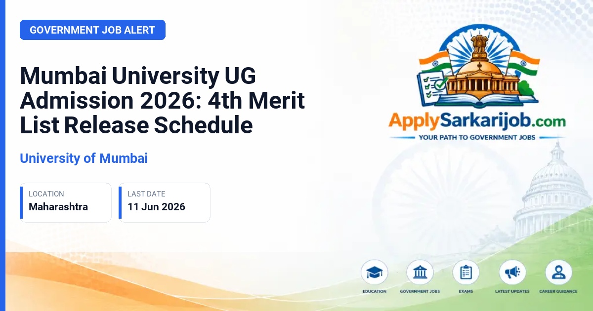 University of Mumbai - Mumbai University UG Admission 2026: 4th Merit List Release Schedule Official Notification Poster & Schedule