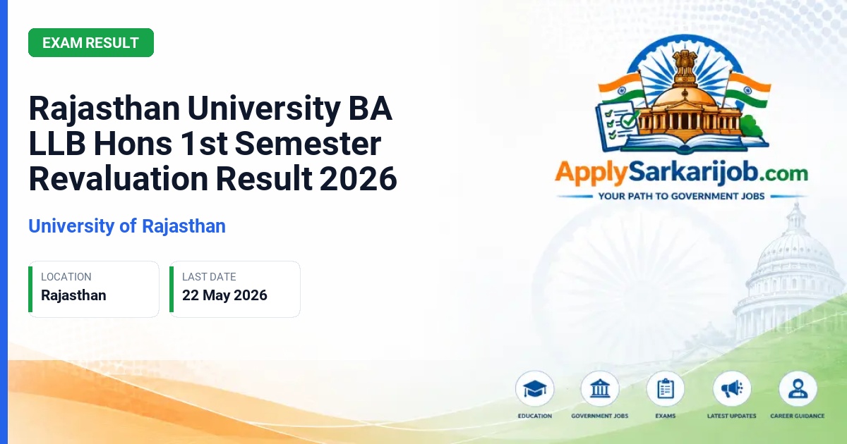 University of Rajasthan - Rajasthan University BA LLB Hons 1st Semester Revaluation Result 2026 Official Notification Poster & Schedule