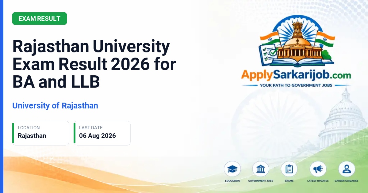 University of Rajasthan - Rajasthan University Exam Result 2026 for BA and LLB Official Notification Poster & Schedule