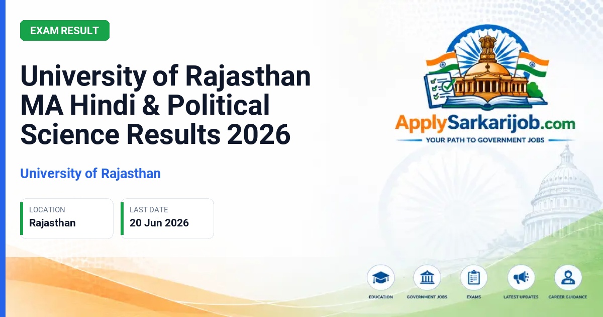 University of Rajasthan - University of Rajasthan MA Hindi & Political Science Results 2026 Official Notification Poster & Schedule