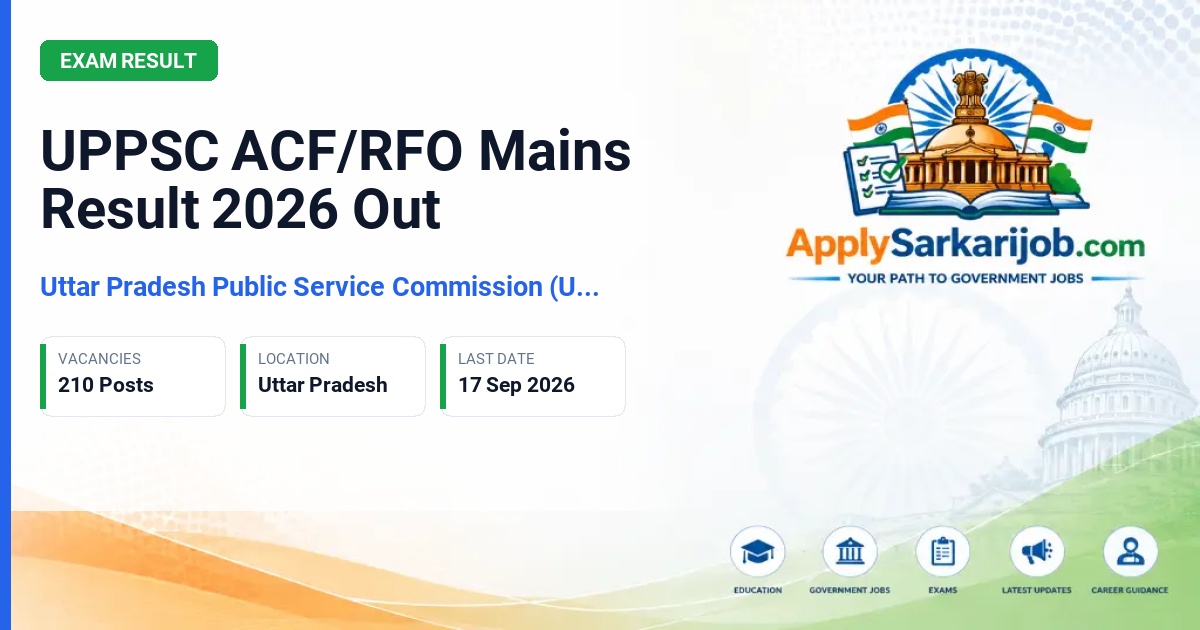 Uttar Pradesh Public Service Commission (UPPSC) - Combined Upper Subordinate Services Examination 2025 (ACF/RFO) Official Notification Poster & Schedule