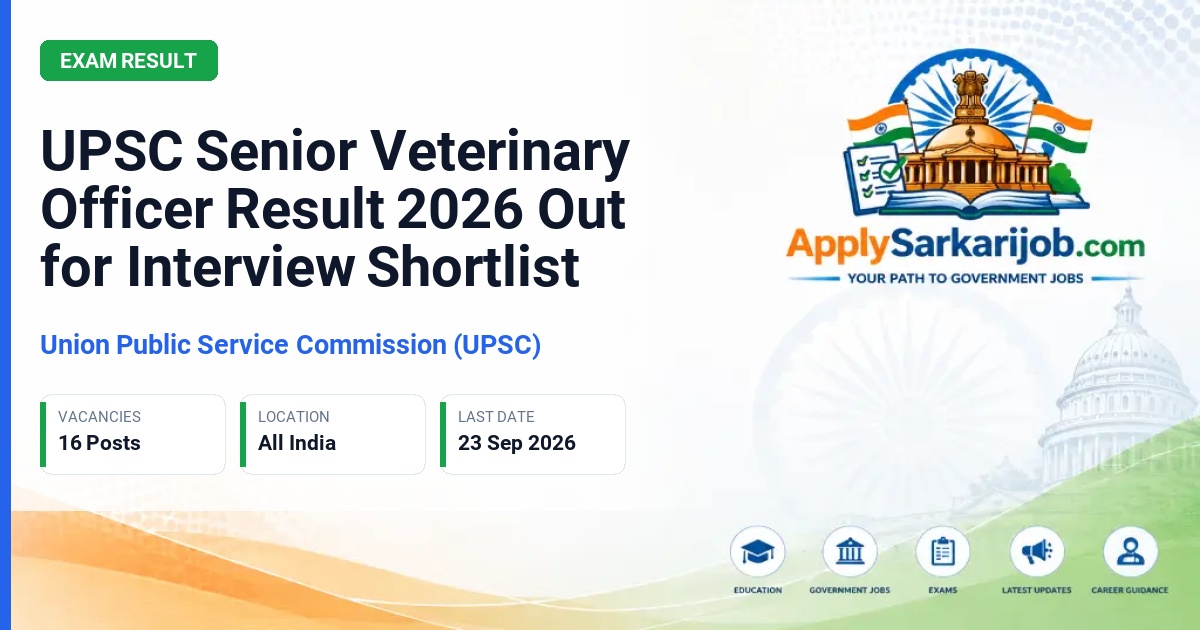Union Public Service Commission (UPSC) - Senior Veterinary Officer Official Notification Poster & Schedule