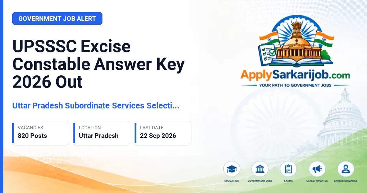 Uttar Pradesh Subordinate Services Selection Commission (UPSSSC) - Excise Constable Official Notification Poster & Schedule