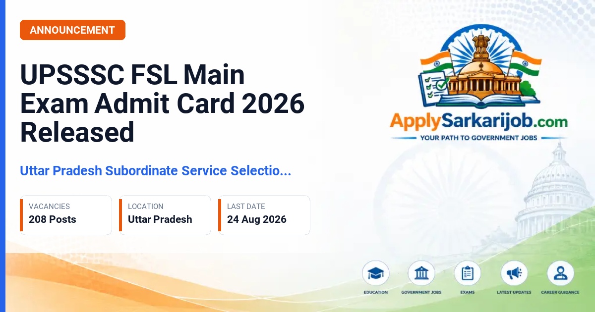 Uttar Pradesh Subordinate Service Selection Commission (UPSSSC) - Scientific Assistant & Laboratory Assistant (Forensic Science Laboratory) Official Notification Poster & Schedule