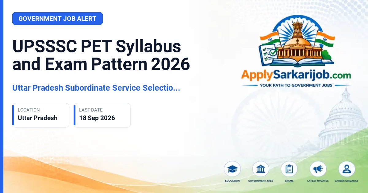 Uttar Pradesh Subordinate Service Selection Commission (UPSSSC) - Preliminary Eligibility Test Official Notification Poster & Schedule