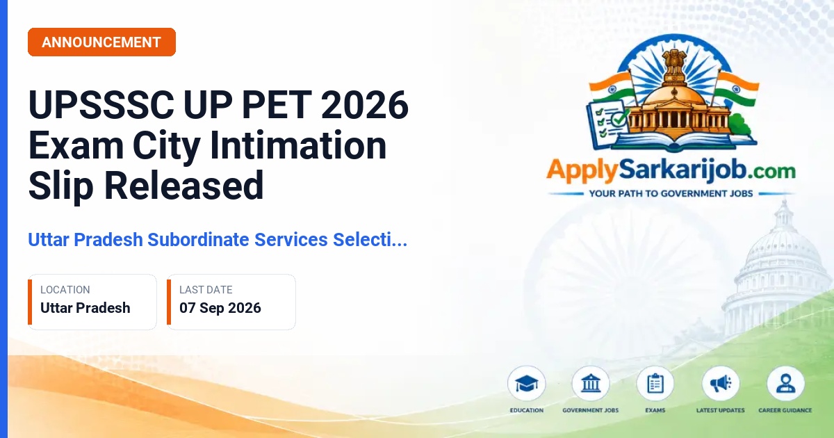 Uttar Pradesh Subordinate Services Selection Commission (UPSSSC) - Preliminary Eligibility Test (PET) 2026 Official Notification Poster & Schedule