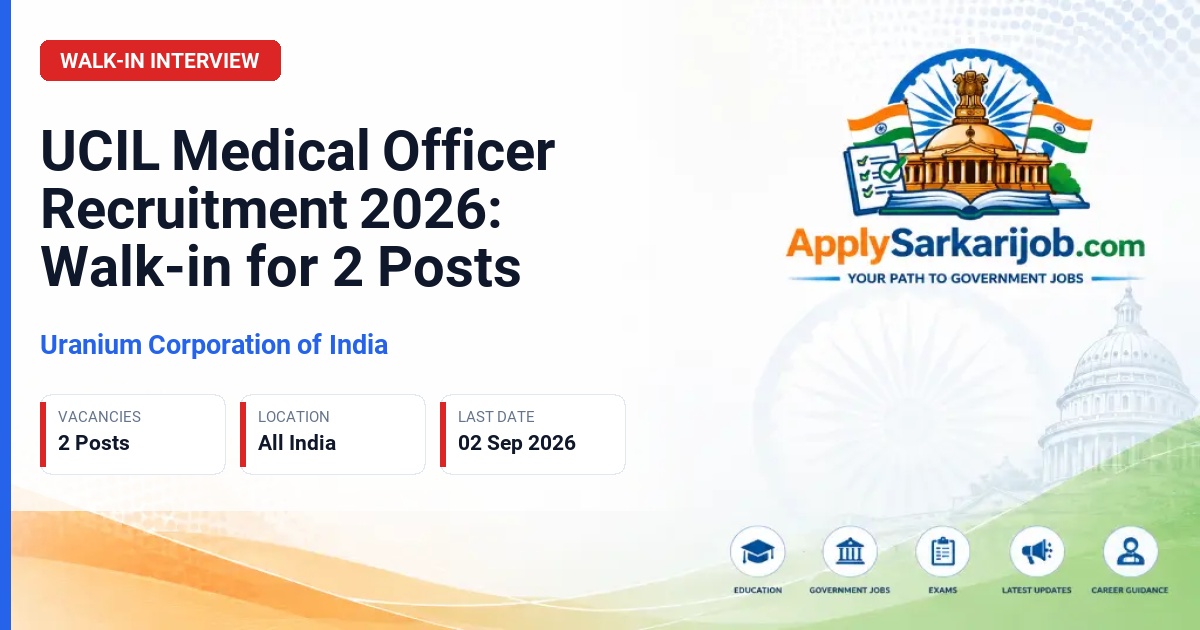 Uranium Corporation of India - Medical Officer Official Notification Poster & Schedule