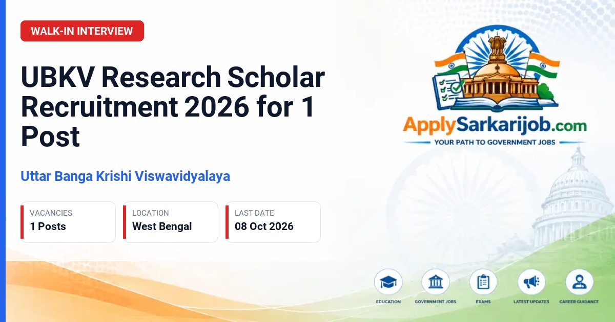 Uttar Banga Krishi Viswavidyalaya - Research Scholar Official Notification Poster & Schedule