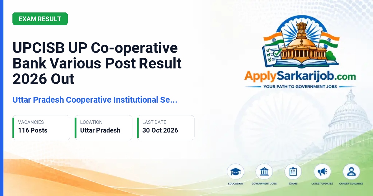 Uttar Pradesh Cooperative Institutional Service Board - Combined Co-operative Banking and Technical Services Examination (Special Recruitment) 2026 Official Notification Poster & Schedule
