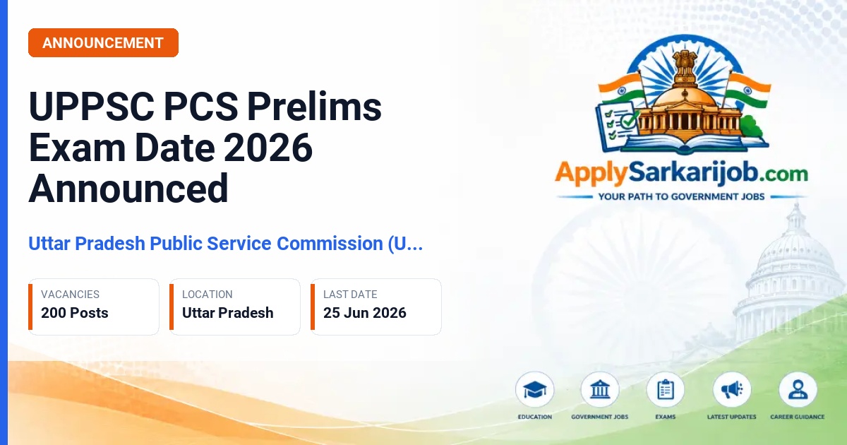 Uttar Pradesh Public Service Commission (UPPSC) - PCS (Combined State/Upper Subordinate Services) Official Notification Poster & Schedule