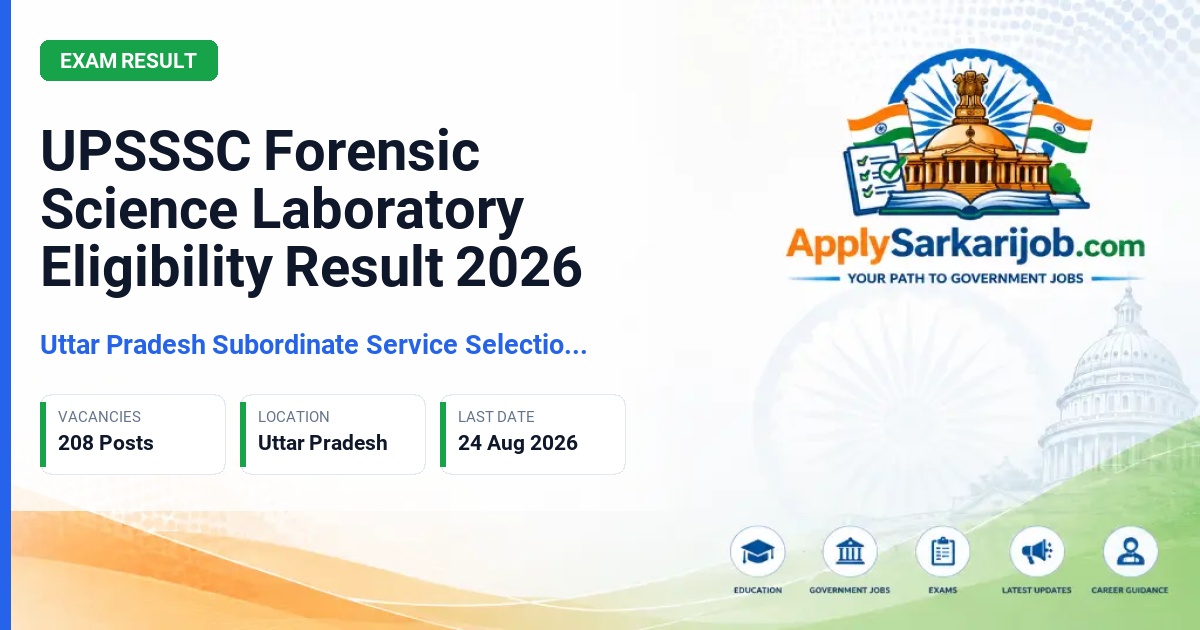 Uttar Pradesh Subordinate Services Selection Commission (UPSSSC) - Scientific Assistant, Lab Assistant Official Notification Poster & Schedule
