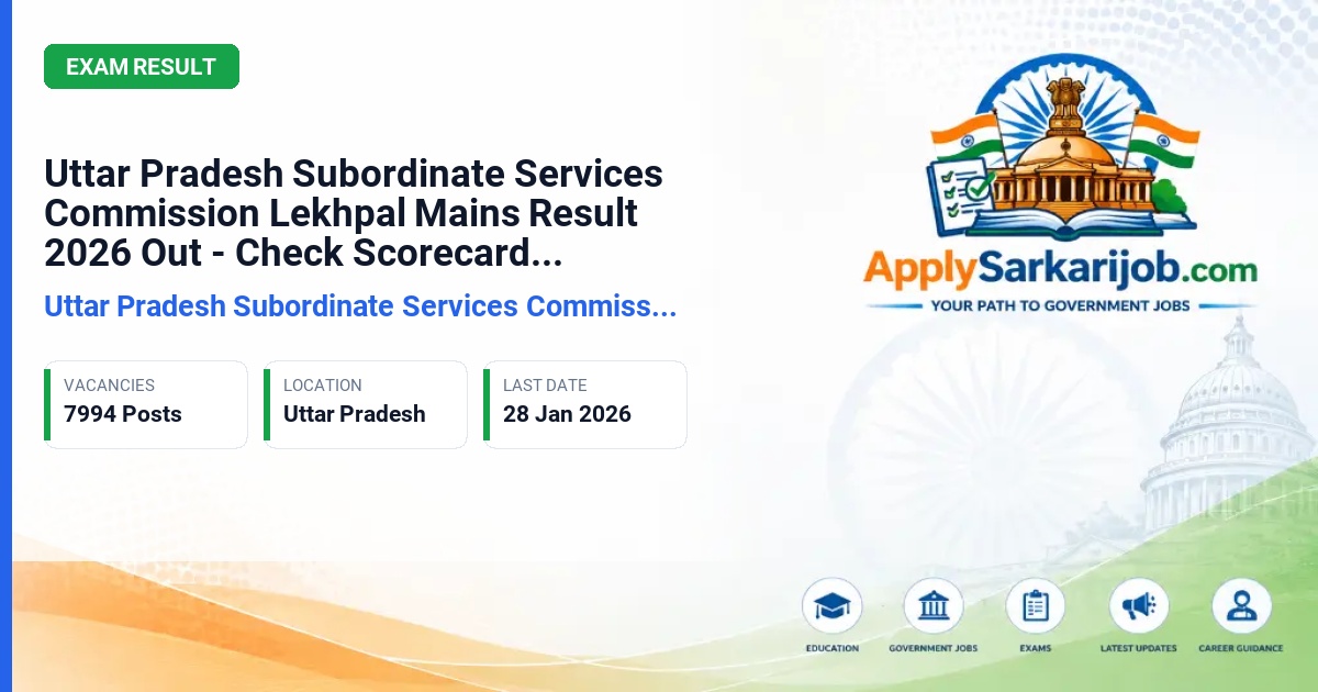 Uttar Pradesh Subordinate Services Commission (UPSSSC) - Lekhpal (Rajaswa Lekhpal / Revenue Accountant) Official Notification Poster & Schedule