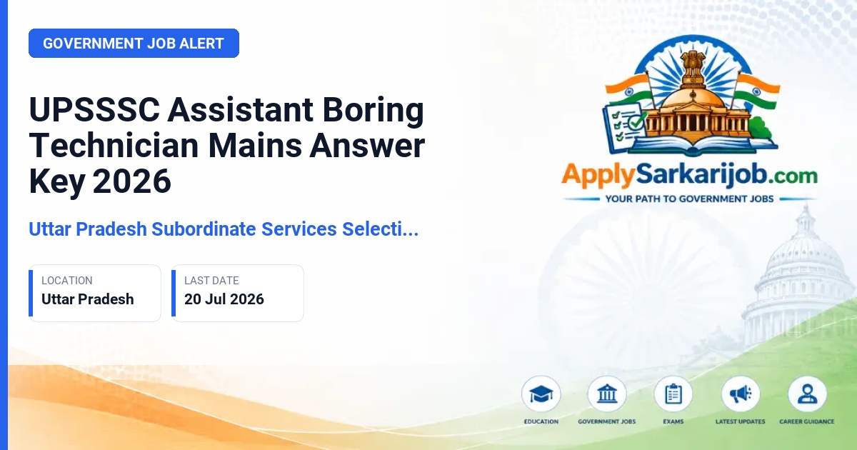 Minor Key Rules UPSSSC Assistant Boring Technician Answer Key 2026 Download
