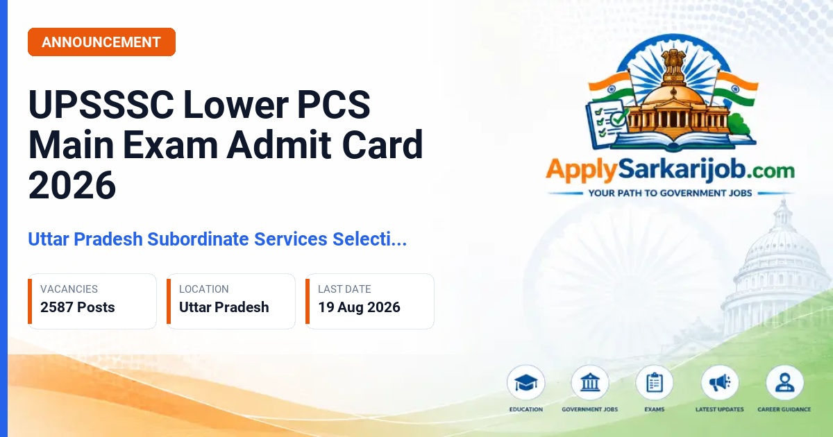 Uttar Pradesh Subordinate Services Selection Commission - Lower Subordinate Services (Various Posts) Official Notification Poster & Schedule
