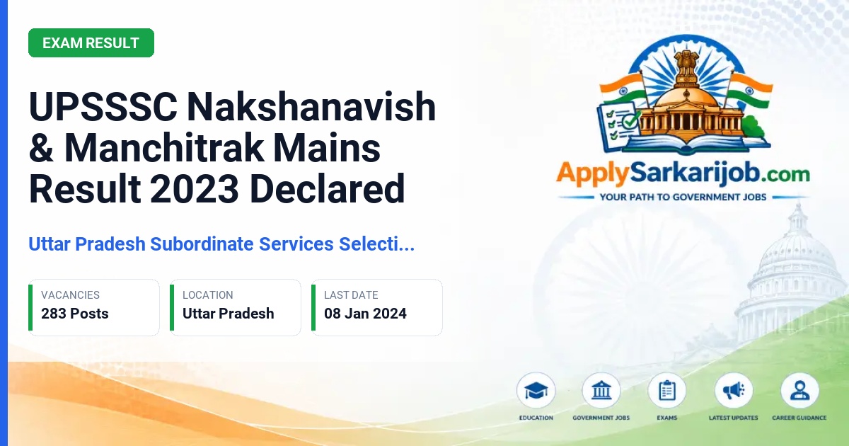 Uttar Pradesh Subordinate Services Selection Commission - Nakshanavish (Cartographer), Manchitrak (Draftsman) Official Notification Poster & Schedule