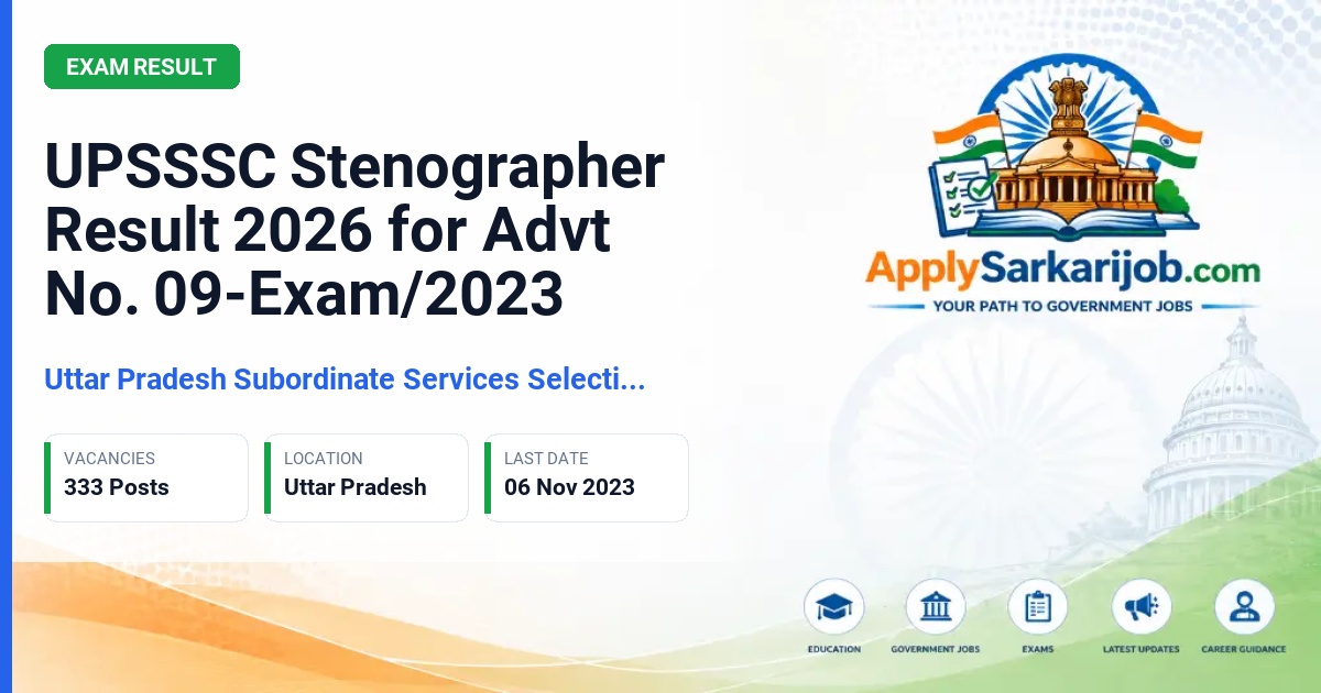 Uttar Pradesh Subordinate Services Selection Commission (UPSSSC) - Stenographer Official Notification Poster & Schedule