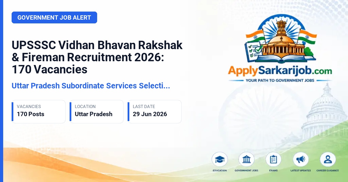Uttar Pradesh Subordinate Services Selection Commission (UPSSSC) - Vidhan Bhavan Rakshak & Agnik Official Notification Poster & Schedule