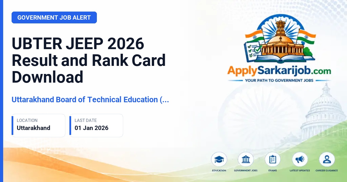 Uttarakhand Board of Technical Education (UBTER) - JEEP 2026 Polytechnic Admission Official Notification Poster & Schedule