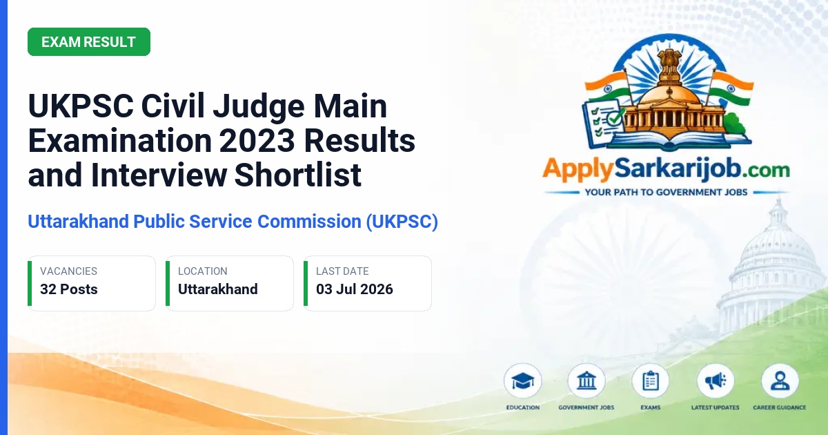 Uttarakhand Public Service Commission (UKPSC) - Civil Judge (Junior Division) Official Notification Poster & Schedule