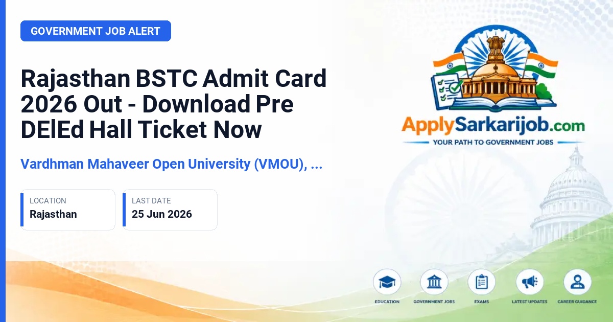 Vardhman Mahaveer Open University (VMOU), Kota - Rajasthan Pre DElEd (BSTC) Entrance Exam 2026 Official Notification Poster & Schedule