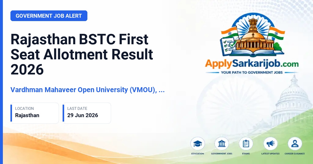 Vardhman Mahaveer Open University (VMOU), Kota - Pre D.El.Ed (BSTC) Admission Official Notification Poster & Schedule