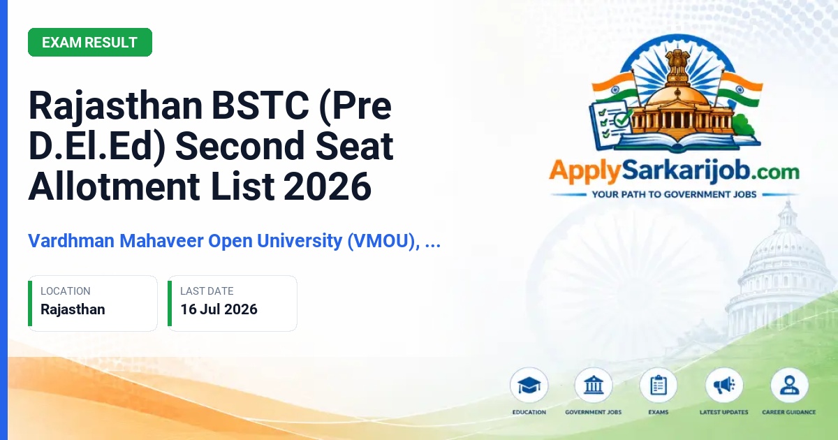 Vardhman Mahaveer Open University (VMOU), Kota - Pre D.El.Ed (BSTC) 2026 Official Notification Poster & Schedule
