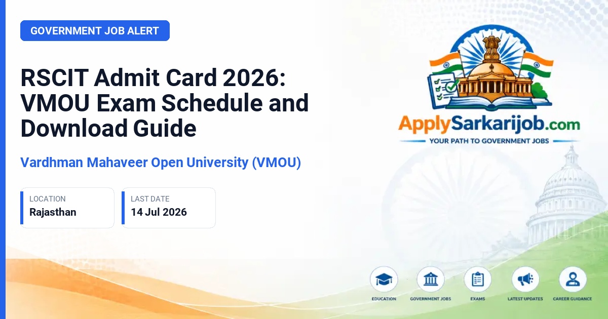 Vardhaman Mahaveer Open University (VMOU), Kota - Rajasthan State Certificate in Information Technology (RSCIT) Official Notification Poster & Schedule