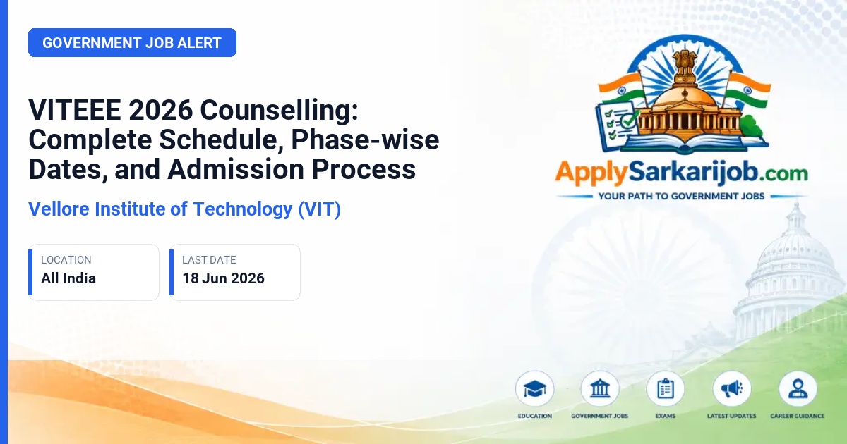 Vellore Institute of Technology (VIT) - B.Tech Admission (VITEEE) 2026 Official Notification Poster & Schedule