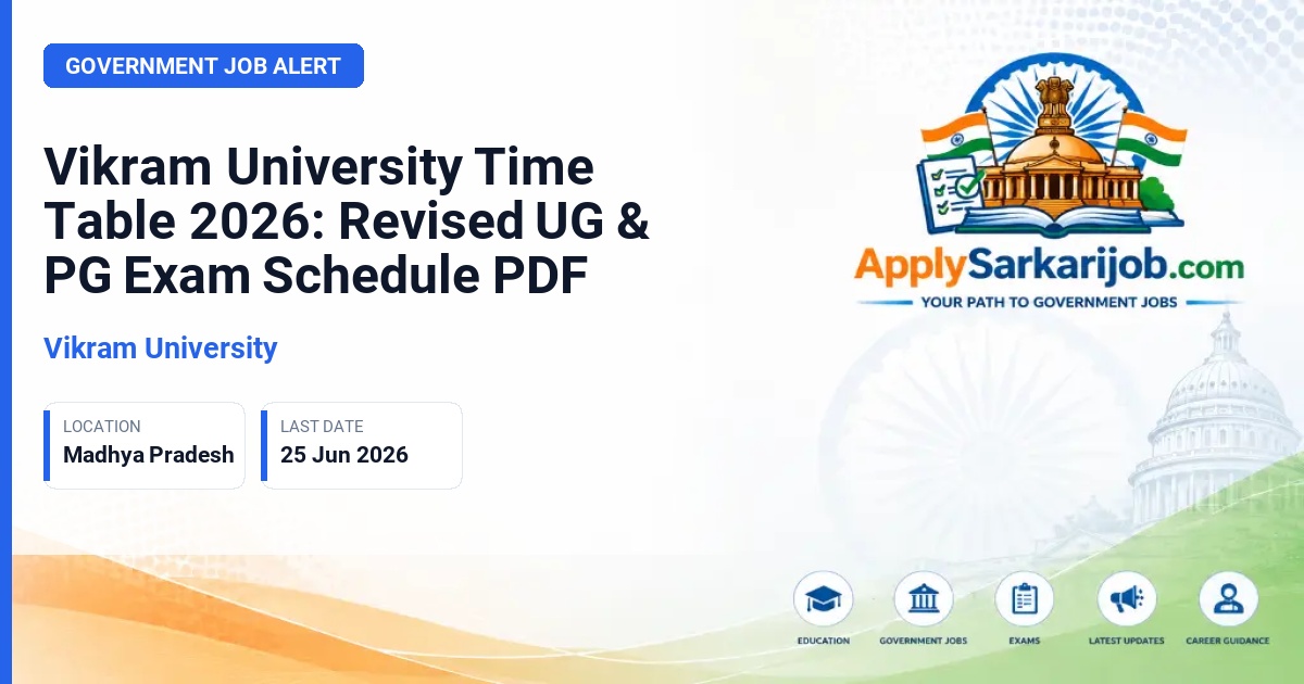 Vikram University - Vikram University Time Table 2026: Revised UG & PG Exam Schedule PDF Official Notification Poster & Schedule