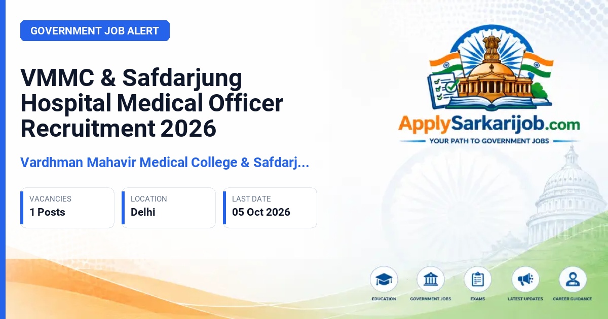 Vardhman Mahavir Medical College & Safdarjung Hospital - Medical Officer Official Notification Poster & Schedule