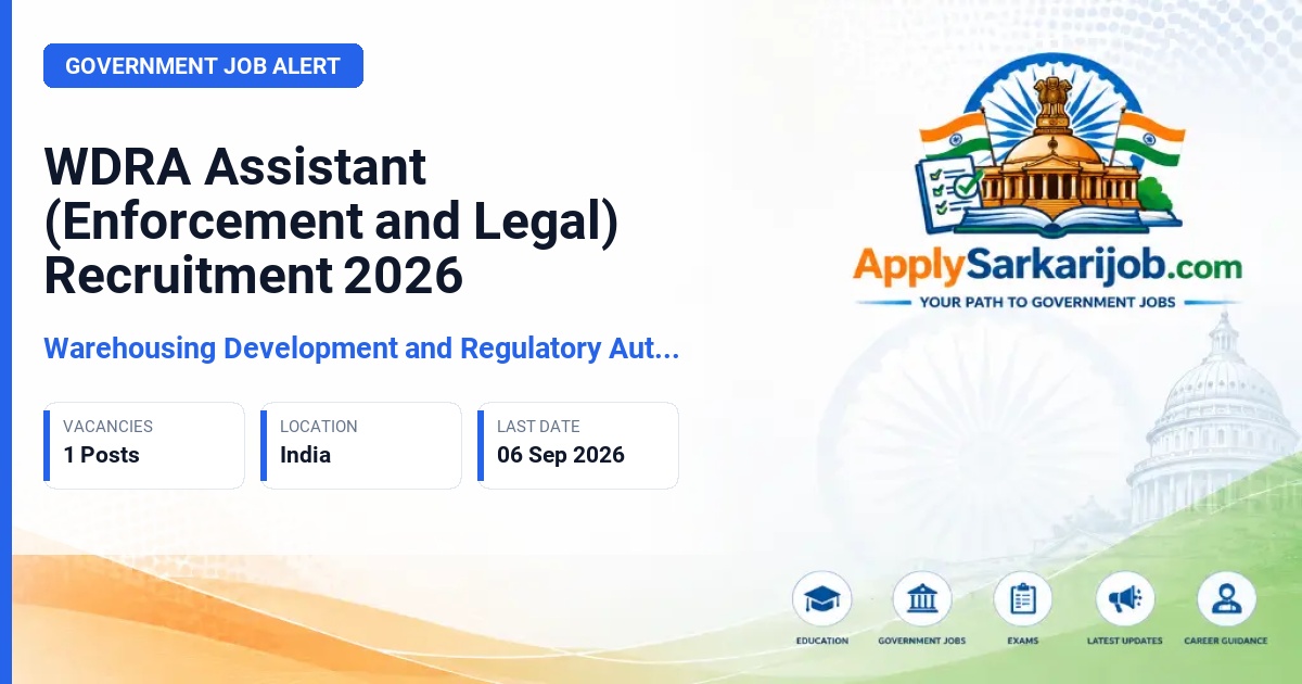Warehousing Development and Regulatory Authority - Assistant (Enforcement and Legal) Official Notification Poster & Schedule