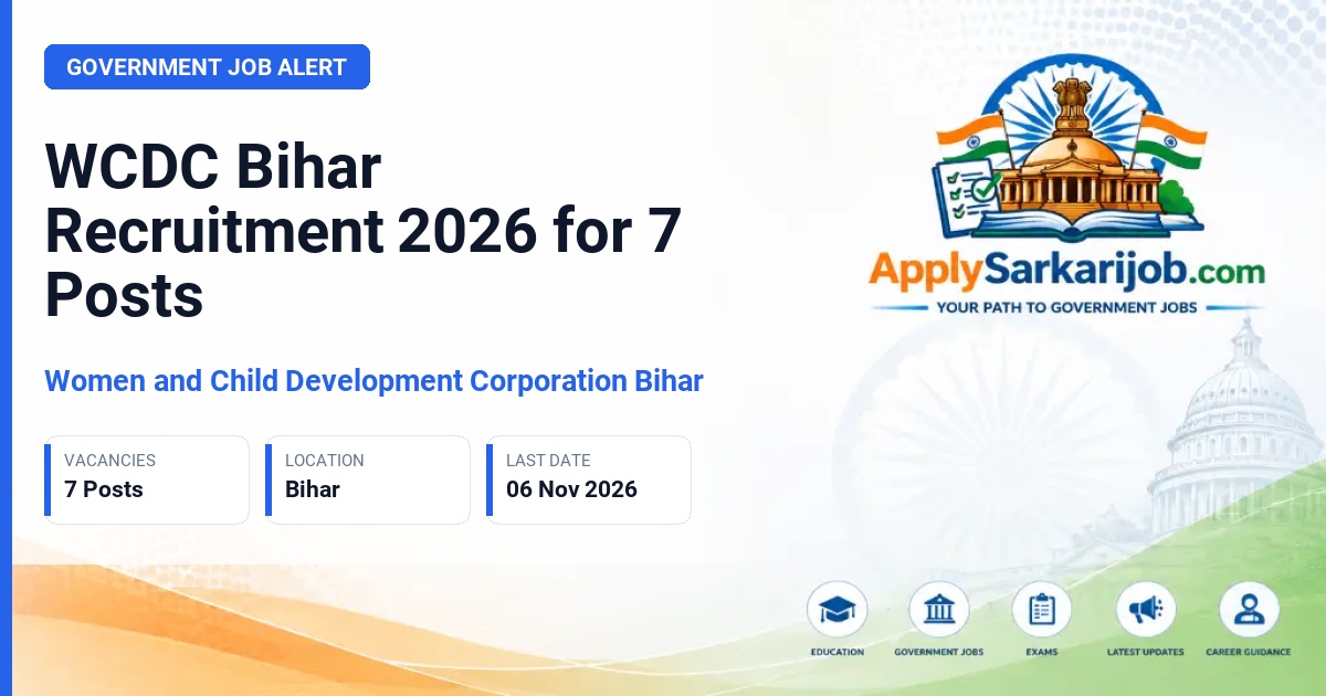 Women and Child Development Corporation Bihar - State Project Manager, Accountant, Assistant Official Notification Poster & Schedule