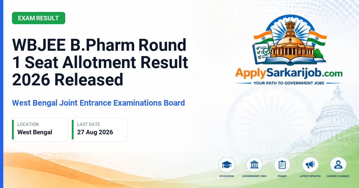 West Bengal Joint Entrance Examinations Board - B.Pharm Admission 2026 Official Notification Poster & Schedule