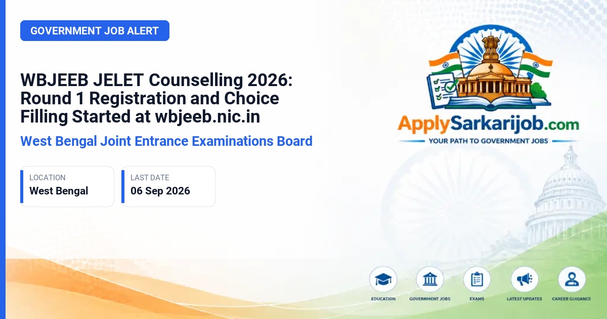 West Bengal Joint Entrance Examinations Board - WB JELET Lateral Entry Admission (B.E/B.Tech/B.Pharm) Official Notification Poster & Schedule