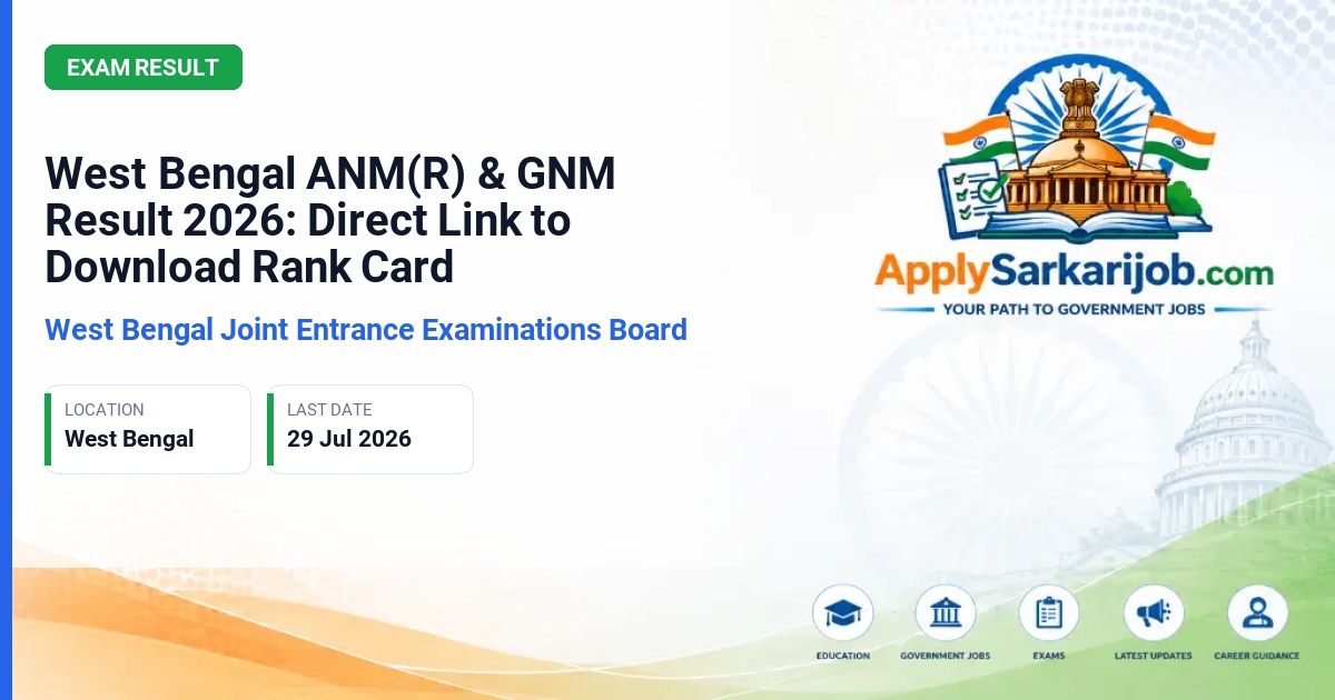 West Bengal Joint Entrance Examinations Board - ANM(R) & GNM Trainee Official Notification Poster & Schedule