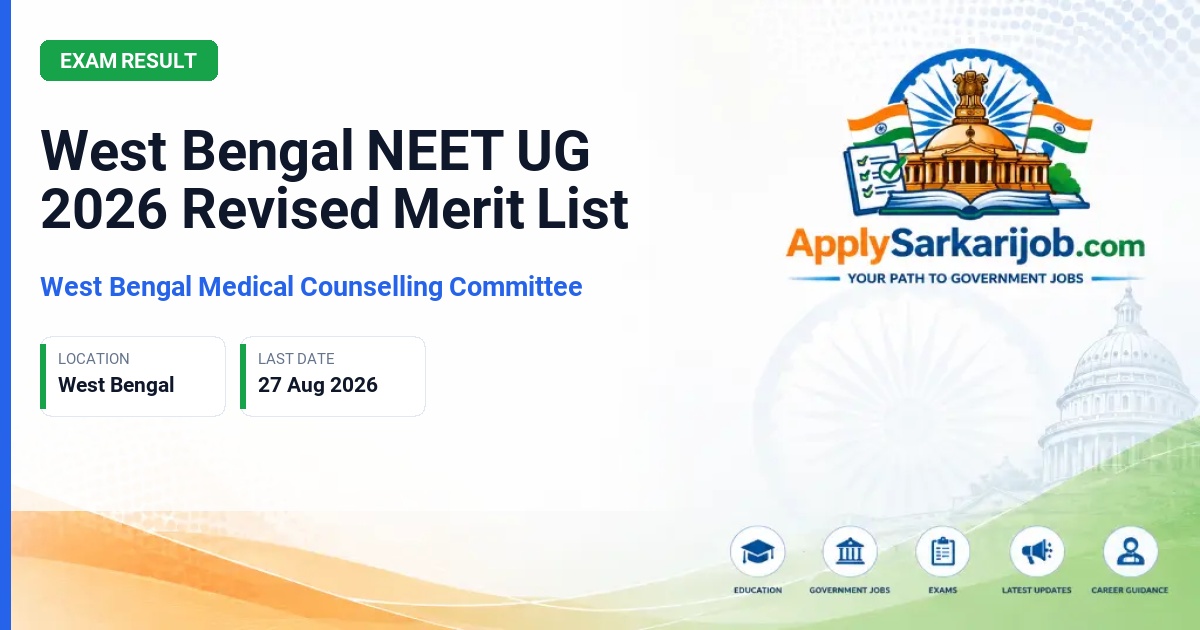 West Bengal Medical Counselling Committee - MBBS/BDS Admission Official Notification Poster & Schedule