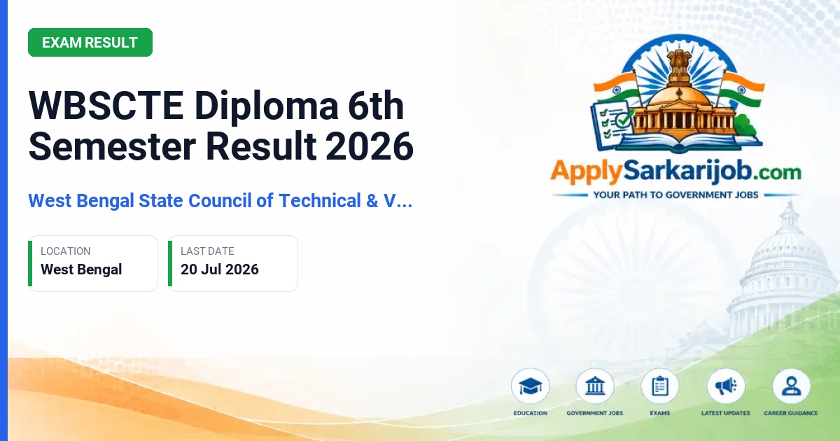West Bengal State Council of Technical & Vocational Education and Skill Development - WBSCTE Diploma 6th Semester Result 2026 Official Notification Poster & Schedule