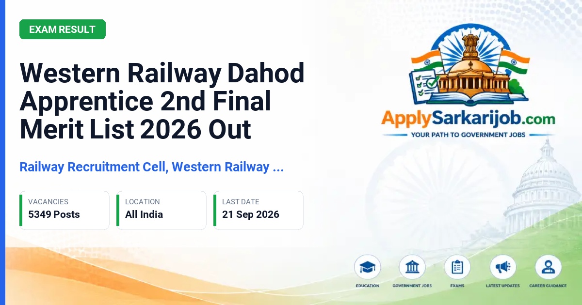 Railway Recruitment Cell, Western Railway (RRC WR) - Act Apprentice Official Notification Poster & Schedule